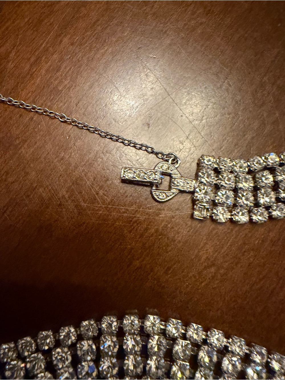 Vintage 60’s Silver Toned Crystal Rhinestone Choker Type Necklace & Bracelet - Picture 7 of 9